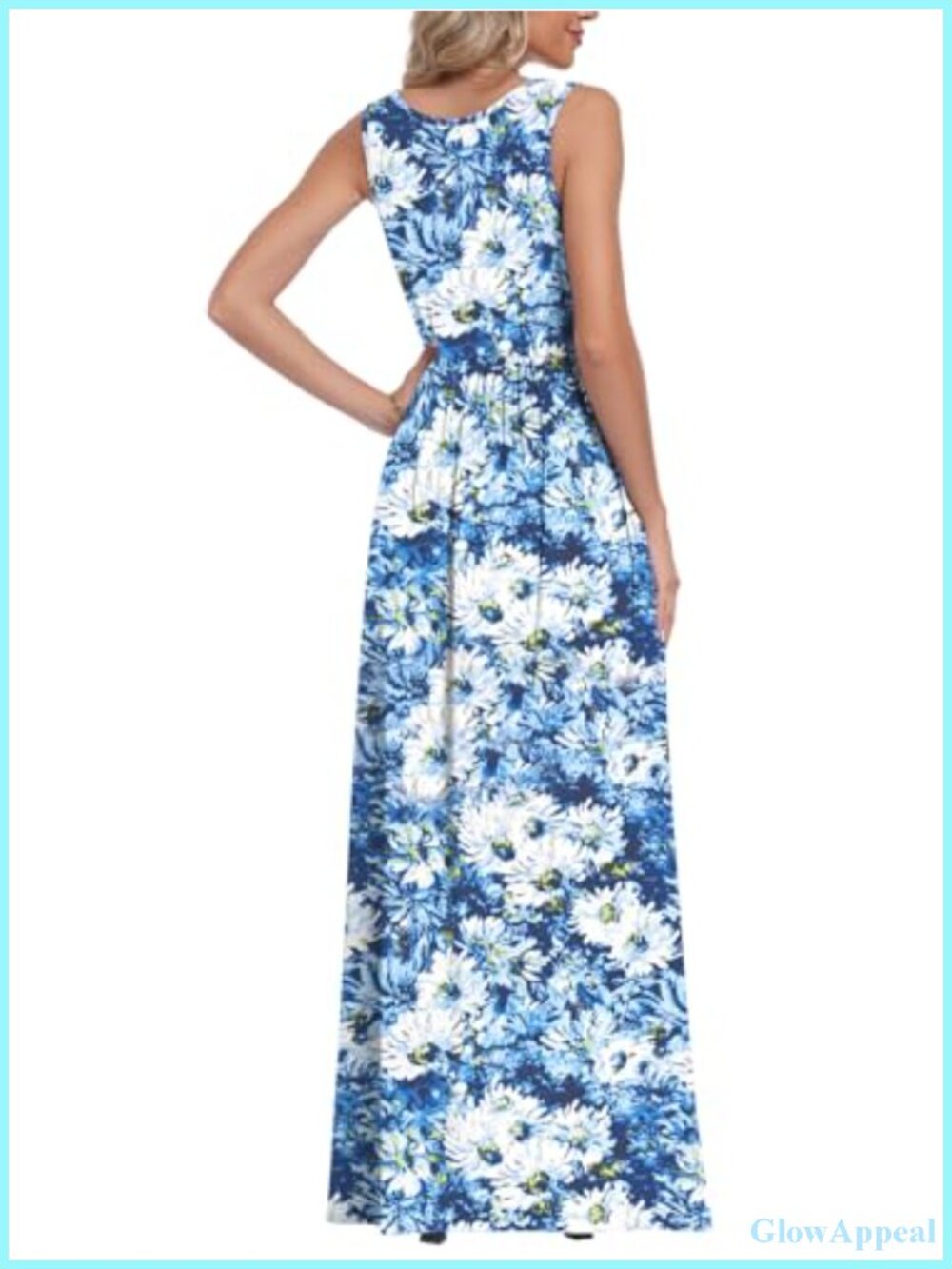 Flowy Sleeveless Maxi Dress with Pockets casual beach dress - Picture 4 of 6